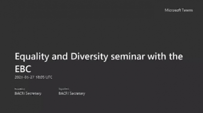BACFI Equality & Diversity Seminar with the EBC